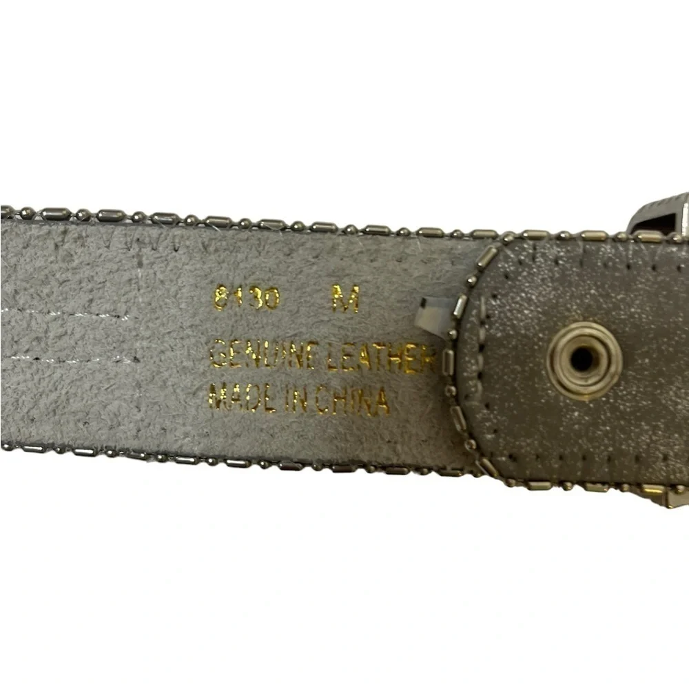 Metallic Silver Sequin Western Belt‎